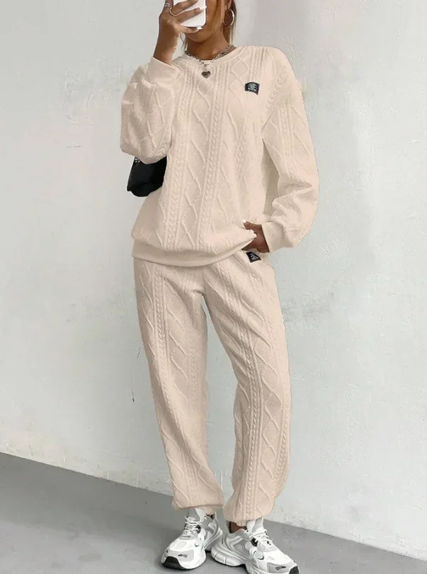 Casual Two Piece Sets Womens Outifits Streetwear Autumn and Winter 2024 New Long Sleeved Round Neck Hoodie and Y2k Pants Suit