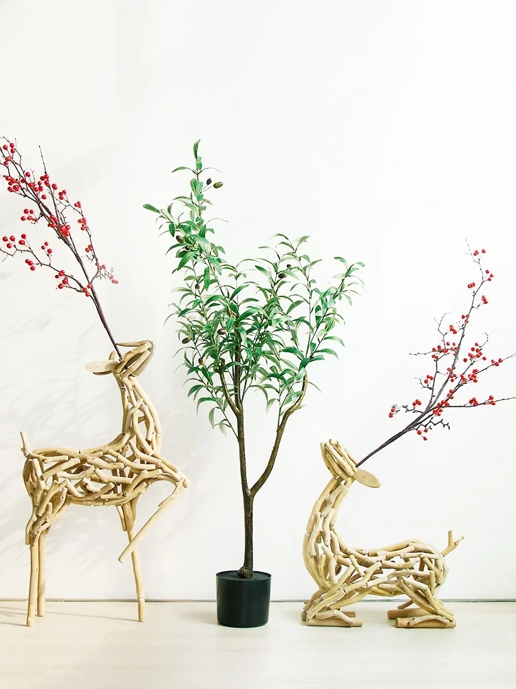 handmade solid Wood.  Deer Decoration Home landing shopping mall Home stay Soft Decoration Design sculpture Home stay Decoration