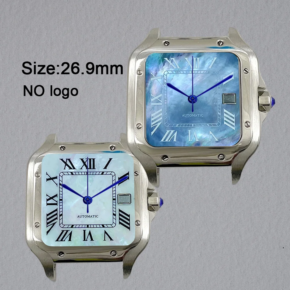 No Logo 26.9mm Roman Square Blank Pearl Dial For NH35 Movement Custom Logo Watch Dials Hands Accessories Repair Tools