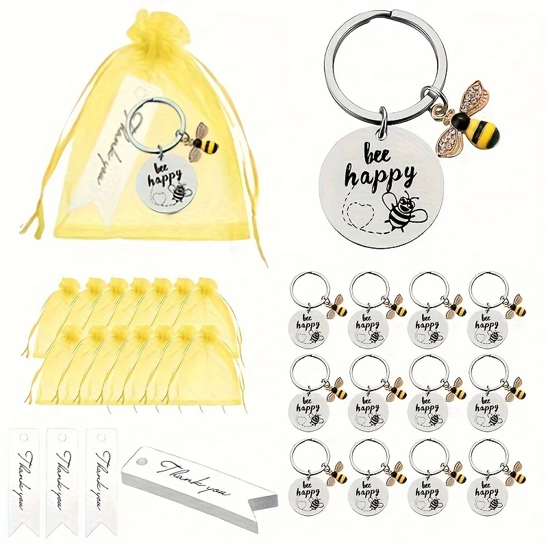 45 pièces, cadeaux porte-clés abeille, cadeaux de gratitude pour enseignants, accessoires de fête à thème, pendentifs décoratifs, matériaux métalliques de haute qualité