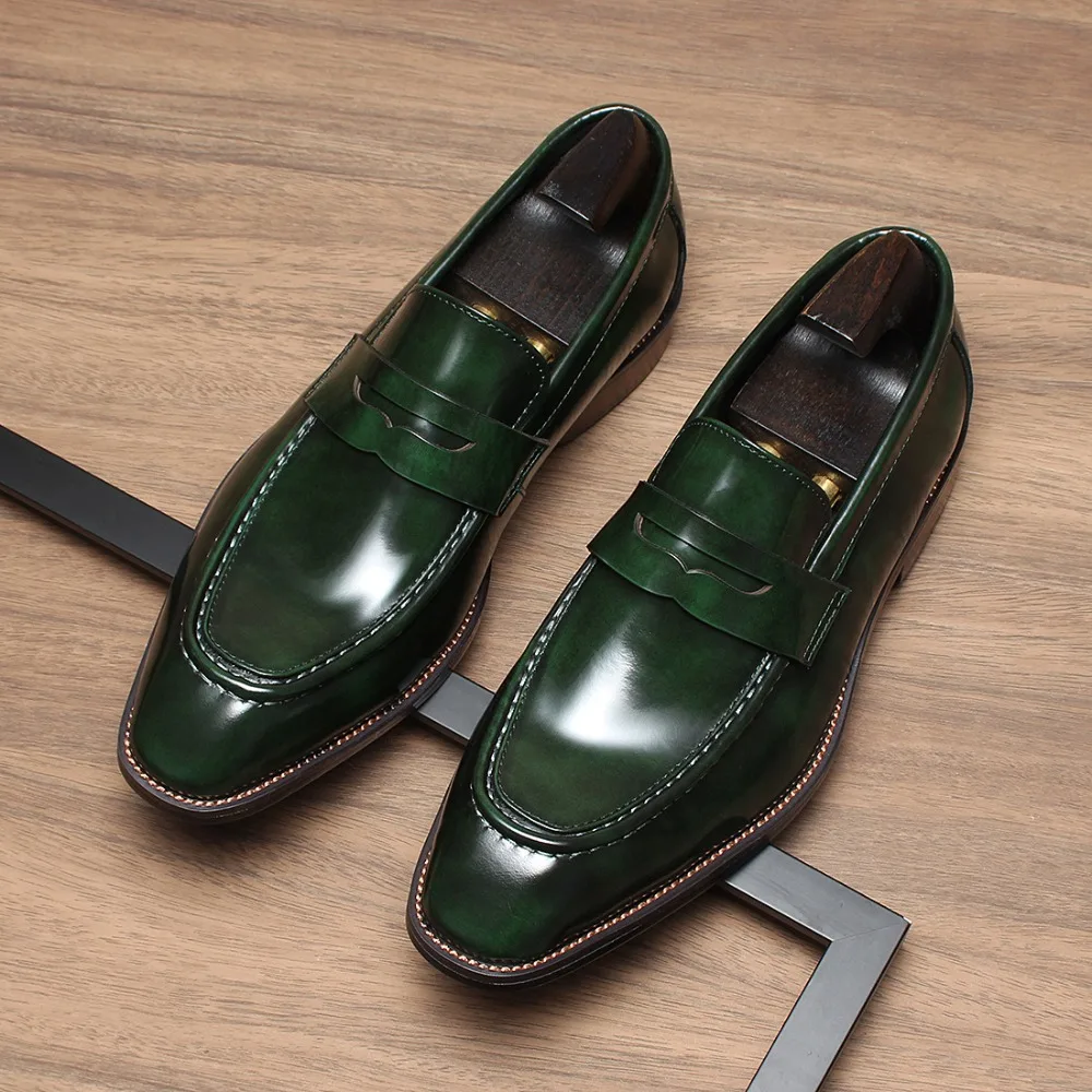 Men's Leather Slip on Shoes Business Man Flat Classic Men Dress Shoes Cow Leather Italian Formal Oxford Shoes Zapatillas Hombre