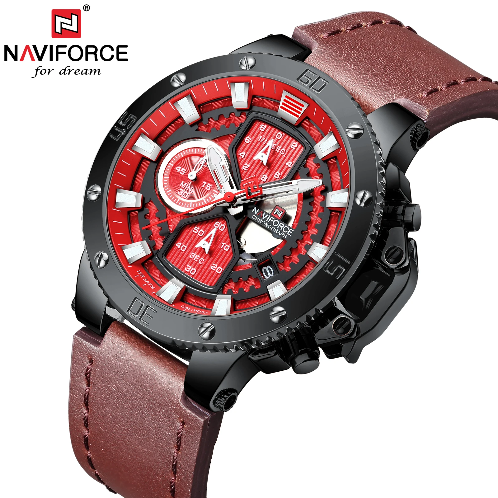 NAVIFORCE NF9159 Men Quartz Watches Top Brand Sports Auto Date Week Display High Quality 30M Waterproof Watch Relogio Masculino