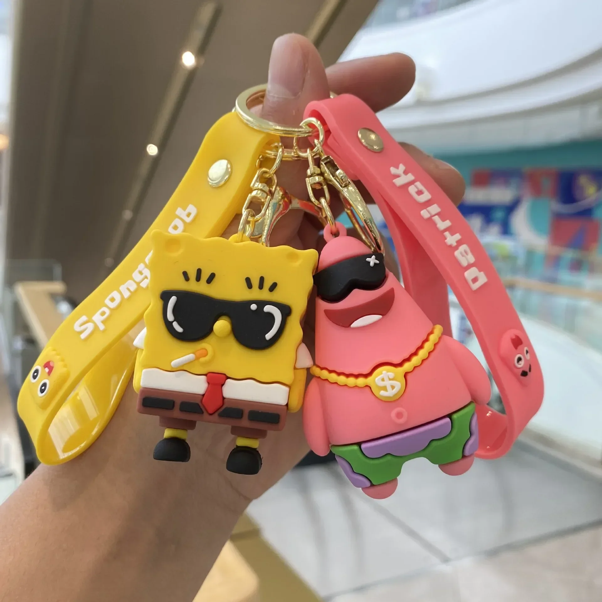 Cute Spongebob Squarepants Cute Anime Keychain Doll Patrick Star Car Key Ring Backpack Pendants Accessories Gifts For Kid