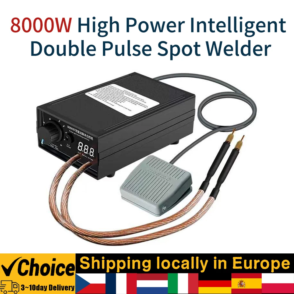 8000W Dual Pulse Spot Welding Machine 18650 Li-Battery Cellphone Battery 0.1-0.3mm Nickel Sheet DIY Welding Digital Spot Welder