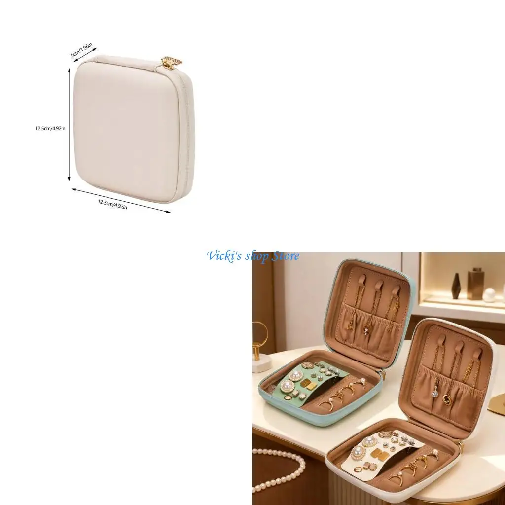 

Leather Jewelry Organizers Box Compact Storage Case for Earrings Necklaces Travel