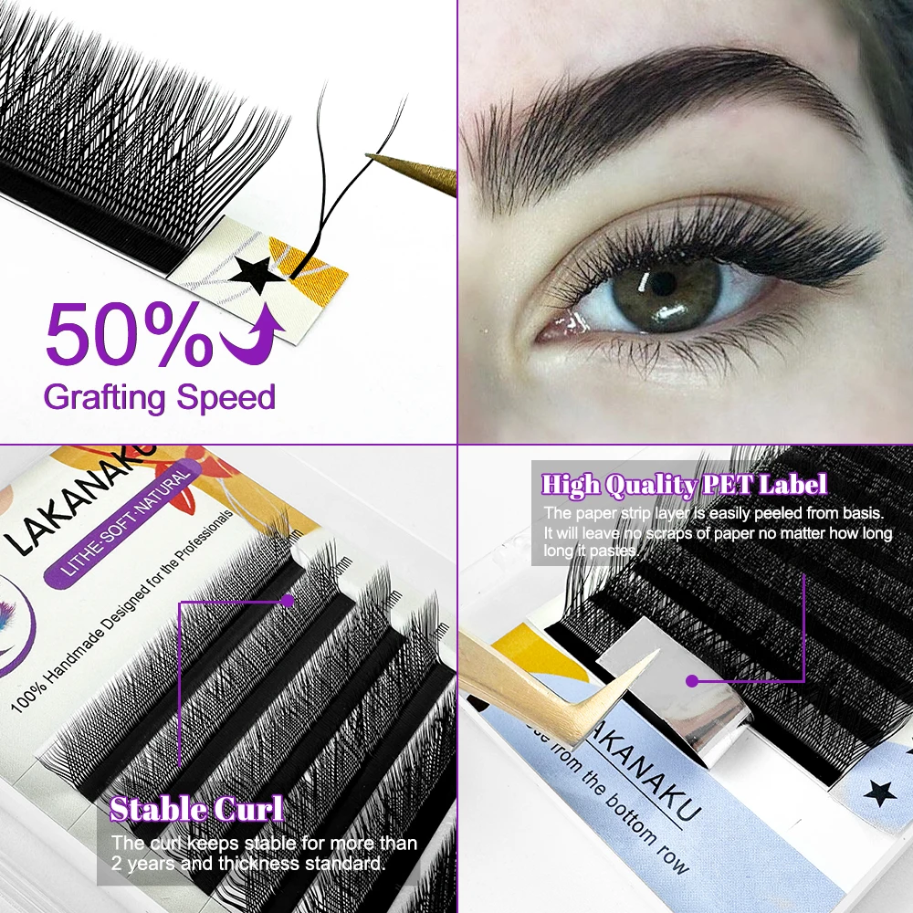 LAKANAKU YY C D L Shape Volume Lashes Y Eyelash Extensions Cilia and Brazilian Volume Cashmere Mink Eyelash Extensions Cilios YY