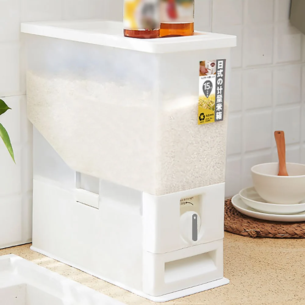 

15KG Large Capacity Rice Dispenser Plastic Rice Storage Container Home Kitchen Storage Box Sealed Moisture Proof Insect Proof