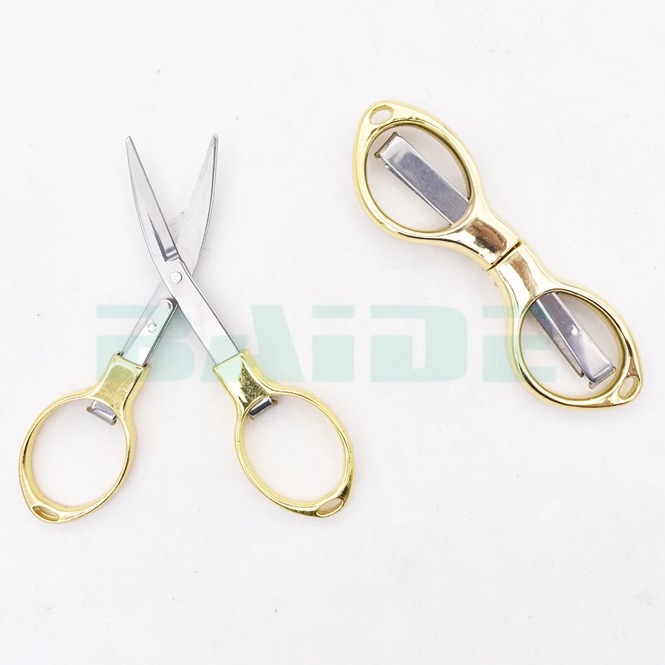 NEW Mini Stainless Steel Folding Scissors Keychain Fishing Scissor Cutter Camping Tool  200pcs/lot