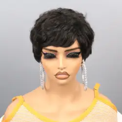 Pixie Cut Wig Human Hair Short Bob Wig Short Layered Pixie Cut Wigs for Black Women Brazilian Remy Human Hair Glueless None Lace