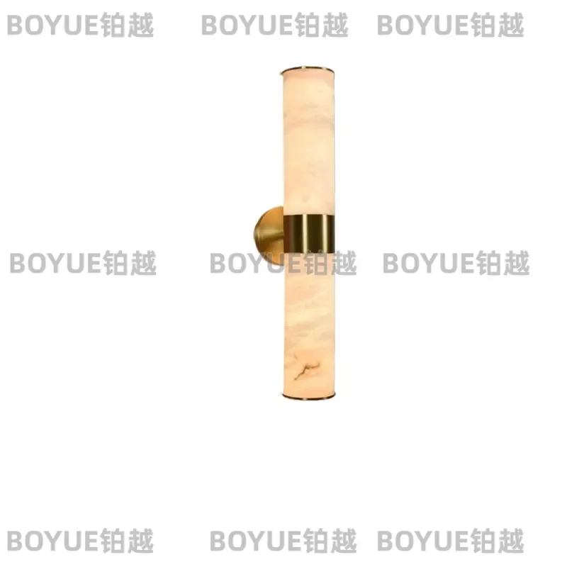 Modern Solid Brass Wall Sconce with Natural Marble Base Luxury Indoor Lighting for Living Room Bedroom Bedside Hotel Corridor