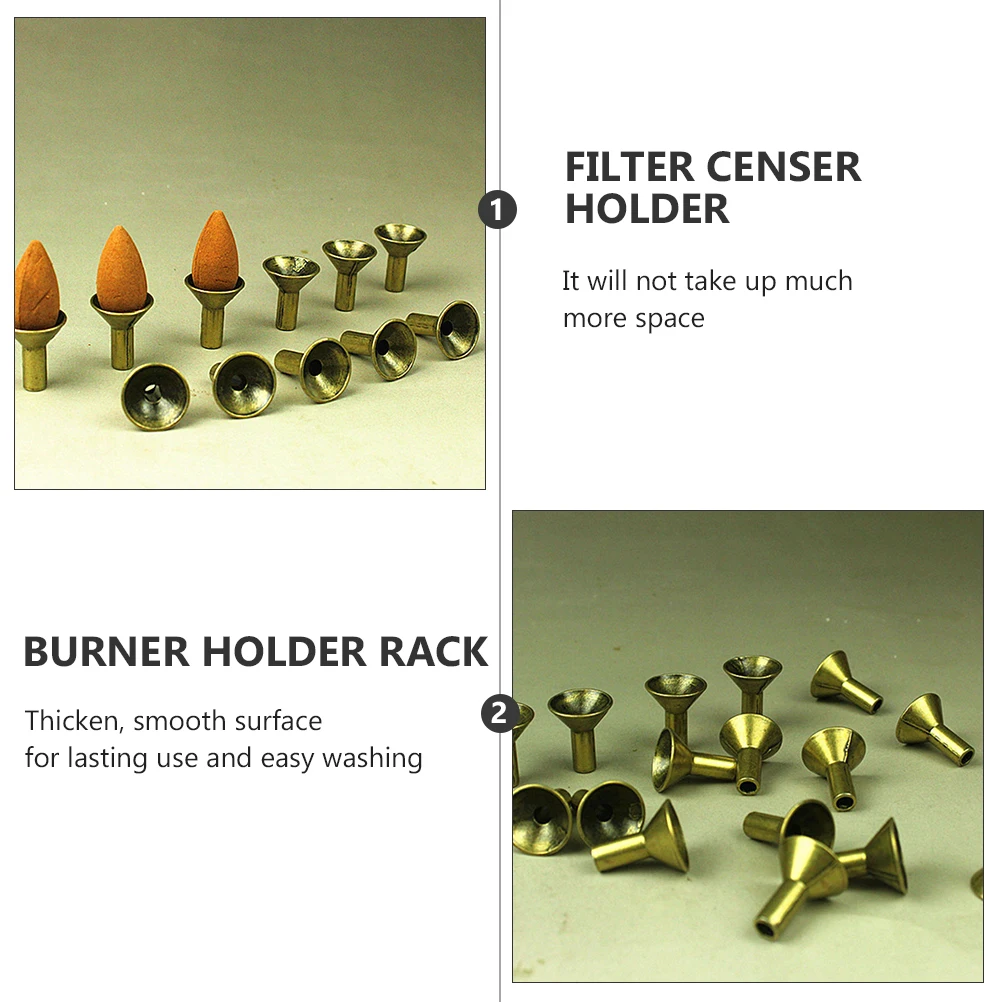 

12pcs Metal Incense Holder Backflow Filter Rack Censer Stand Golden Burner Tube Frame Fragrance Base Study Bedroom Decor