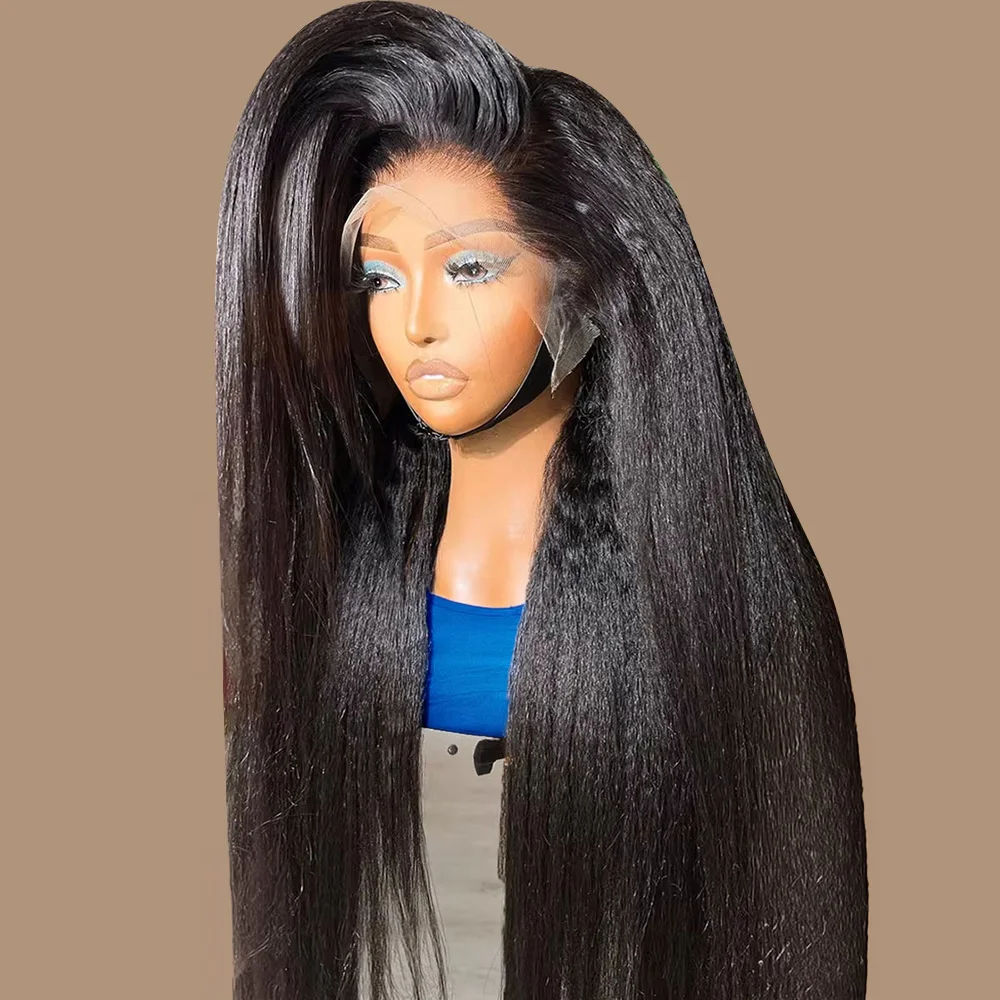 40 inch Kinky Straight Human Hair Wigs 13x4 Lace Front Wigs For Women HD Wig Human Hair Brazilian 360 Full Lace Wigs Pre Plucked