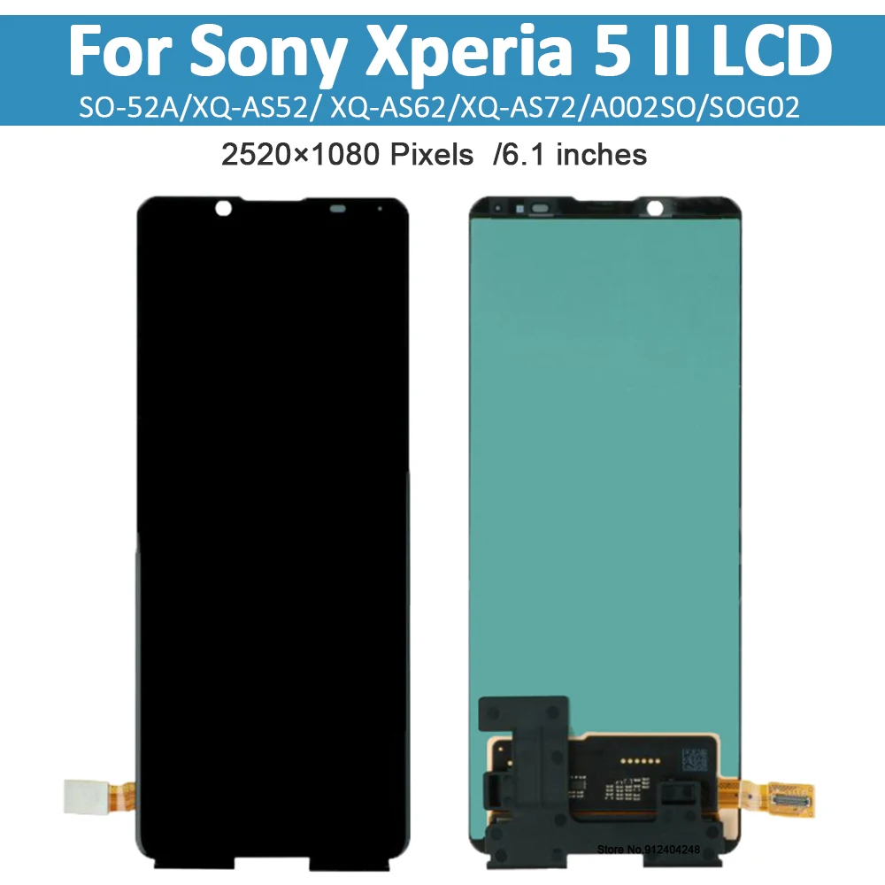 6.1\'\' For Sony Xperia 5 II X5 II X5II LCD SO-52A XQ-AS42 XQ-AS52 XQ-AS62 XQ-AS72 Display Touch Panel Screen Digitizer Assembly