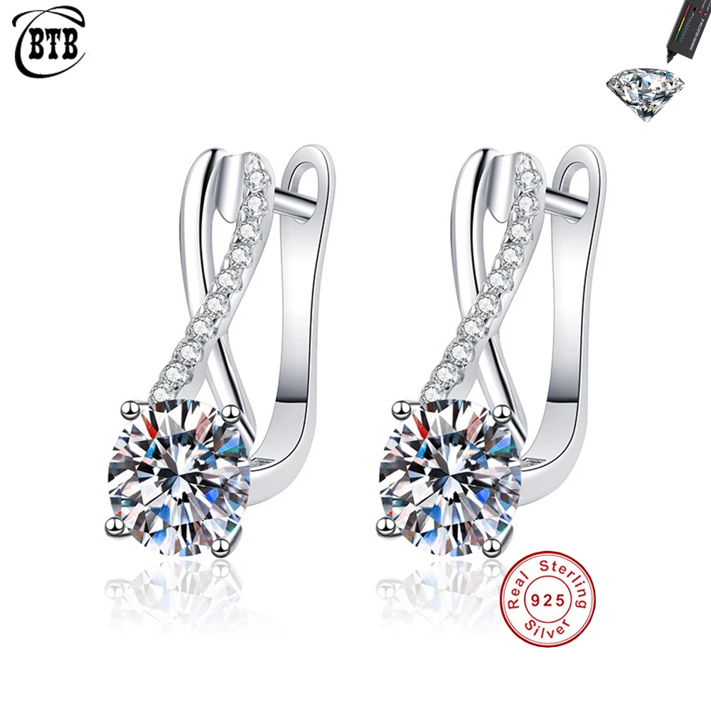 Classic 925 Sterling Silver Moissanite Earrings for Women