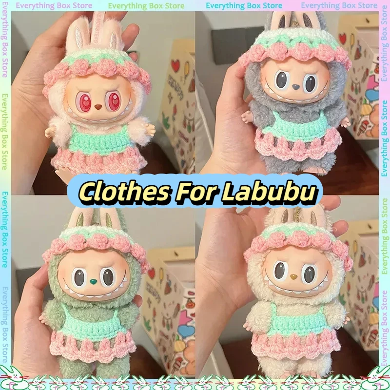 

New Baby Clothes Hats Headsets Doll Skirts Hand Woven Clothes Suitable For 17cm Labubu Cute Decorative Accessories Gift