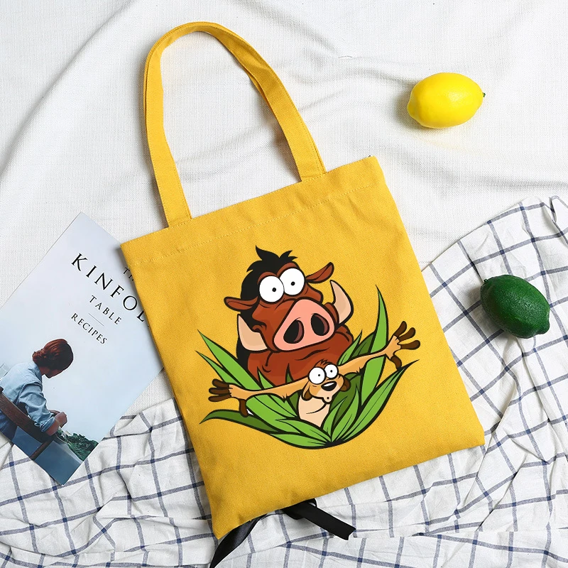 Disney The Lion King Tote Bag Women Men Canvas Shoulder Bag Fashion Cartoon Simba Shopping Bag Women Tote Shopper Bags Female