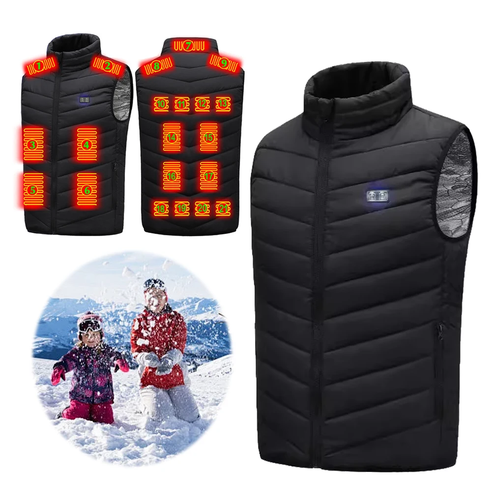 USB Heated Vest Winter Outdoor Warm Vest Electric Heating Thermal Warm Clothes for Men and Women Outdoor Skiing Hiking