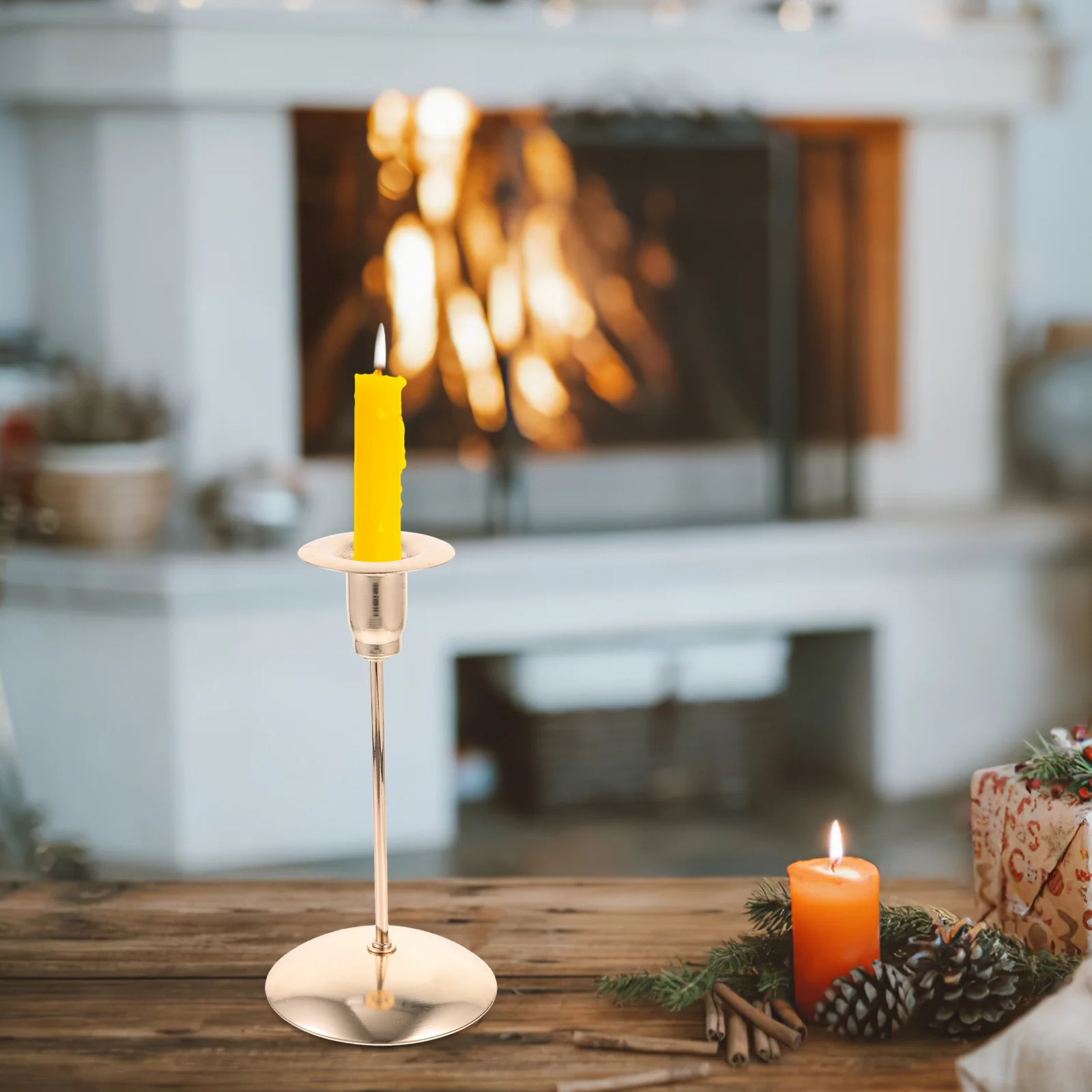 

Compact Iron Candlestick Holder Wedding Decor Metal Tealight Stand Elegant Tabletop Centerpiece Desktop Holder