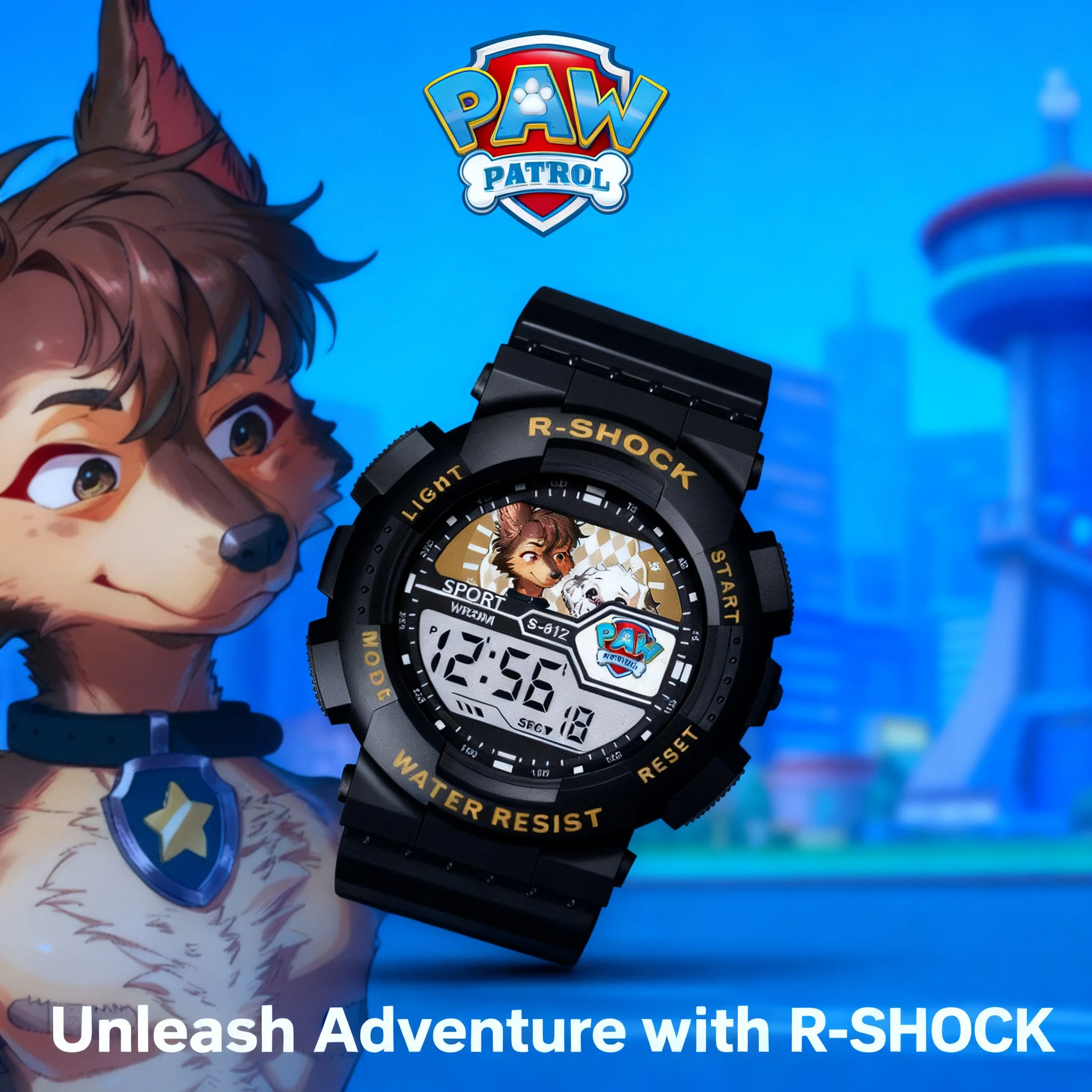 PAW Patrol Furry Chase Marshall Watch Waterproof Sports Chronograph Digital Electronics Birthday Gift Watch