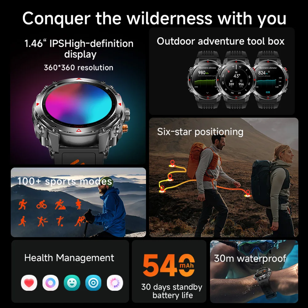 Wonlex Men Smart watch GPS Built in Smartwatch Outdoor RIDE Run GPS Track Sports Compass Altimeter IP68 Waterproof Watch For Men