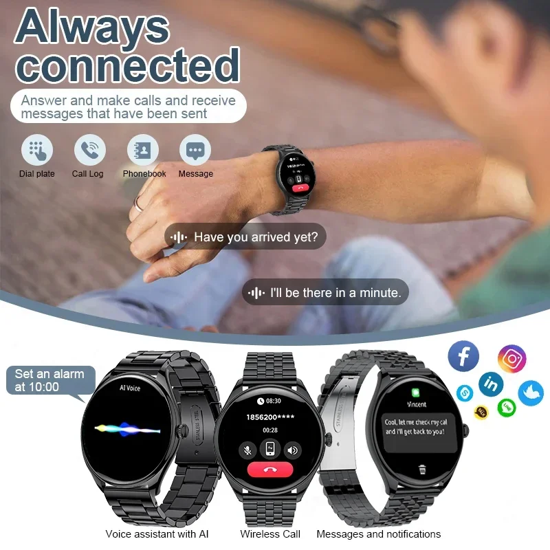 Xiaomi Mijia Smart Watch Woman Bluetooth Call Heart Rate Monitor Sport Fitness Men's Watches Voice Assistant Waterproof Bracelet