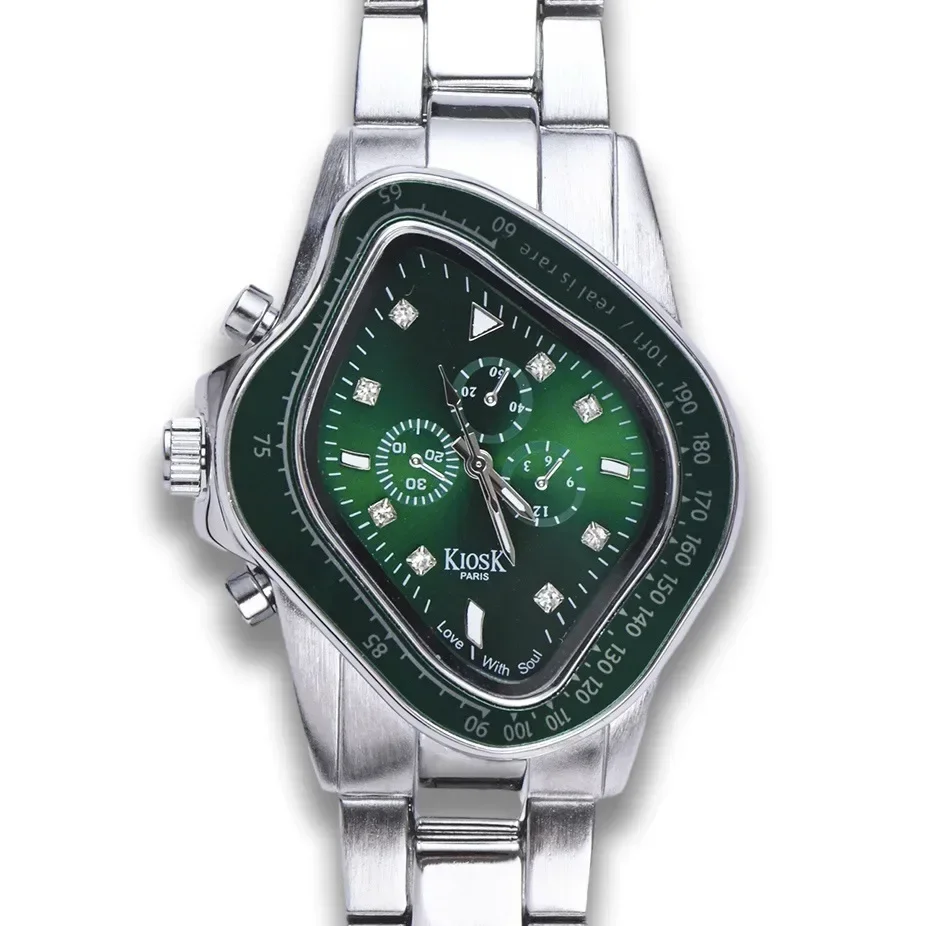 Montre horloge torsadée, montre à quartz étanche et irrégulière de la douairière vers le haut de l'ouest, accessoires pour hommes et femmes