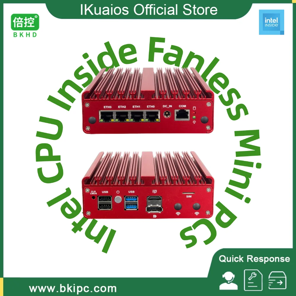 IKuaiOS Red Network Appliance H30RS 4 Ports i226 2.5G Intel CPU for Firewall Router Compatible Pfsense Proxmox ESXi VLAN VPN