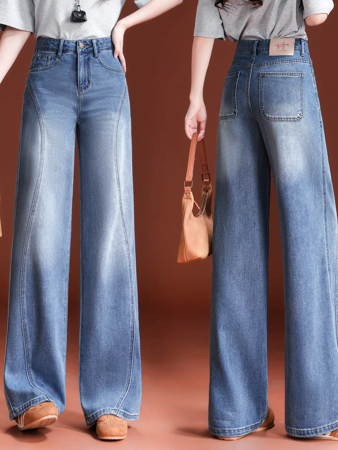 High Waist Wide Leg Straight Cut Jeans Women's Spring Autumn 2026 New Vintage Slimming Trousers Guanzhou Xintang Narrow Version