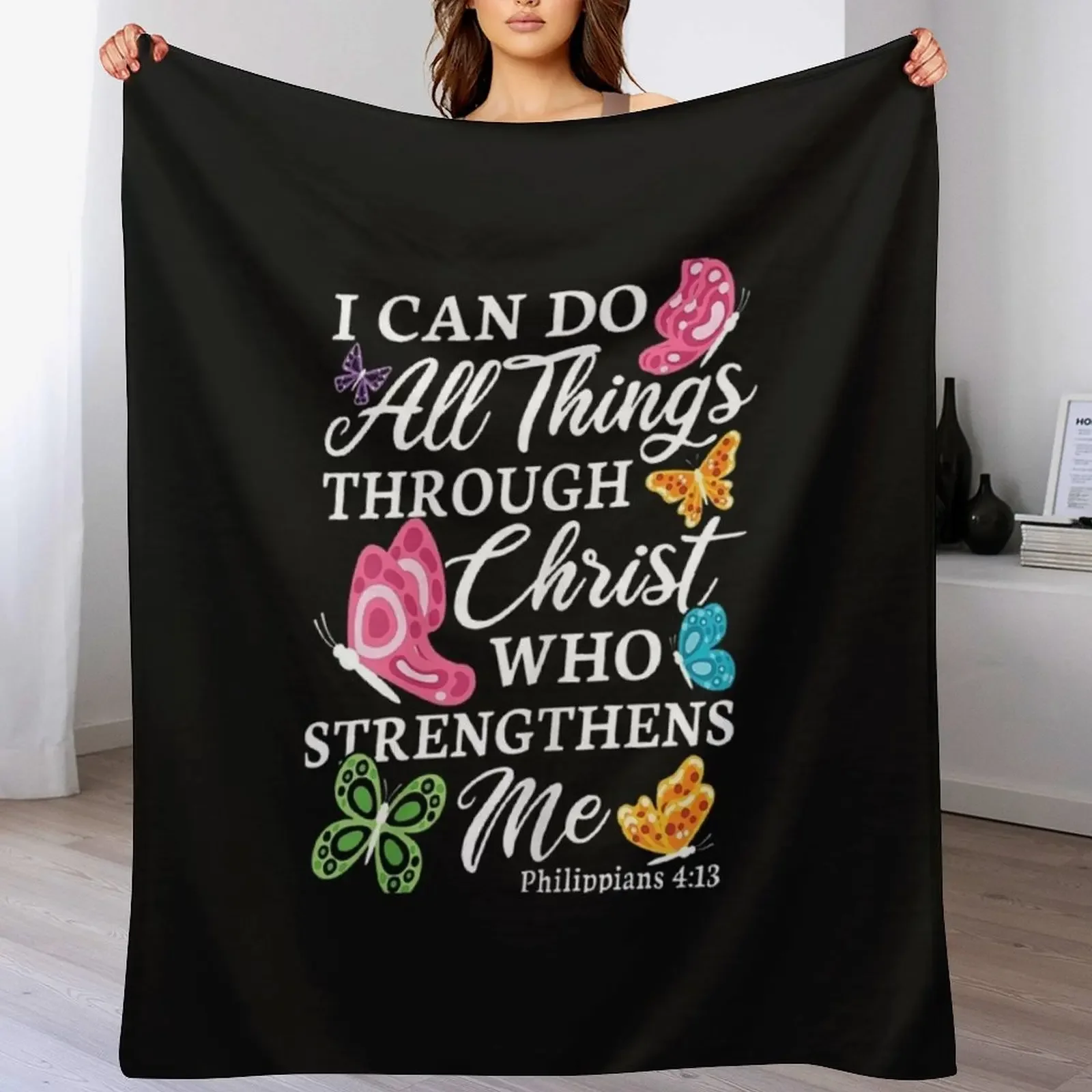 

Womens I Can Do All Things Through Christ Who Strengthens Me Bible Classic Throw Blanket Flannels Decorative Sofas Blankets