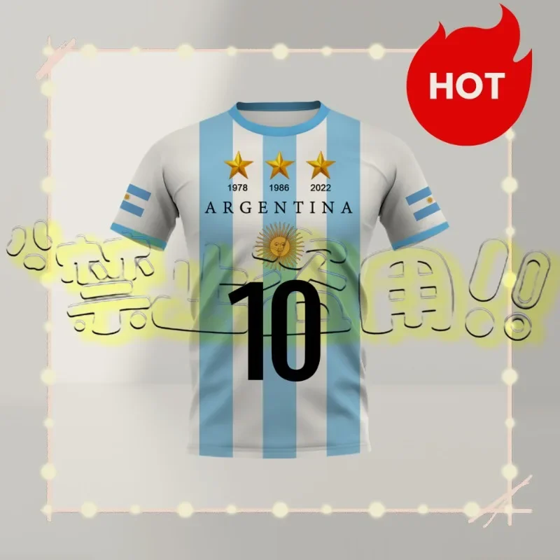 Latest Explosive Shirt Series Football Argentina Messi No.10 Casual Sports Same Style Training Clothes Men's and Boys' T-shirts