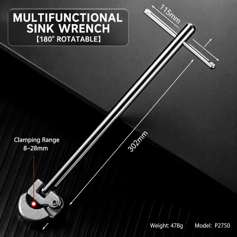 Multi Function Plumbing Wrench Extended Body Single Hand Grip Bathroom Tool Wide Caliber All Match Spec Tap Install Gear