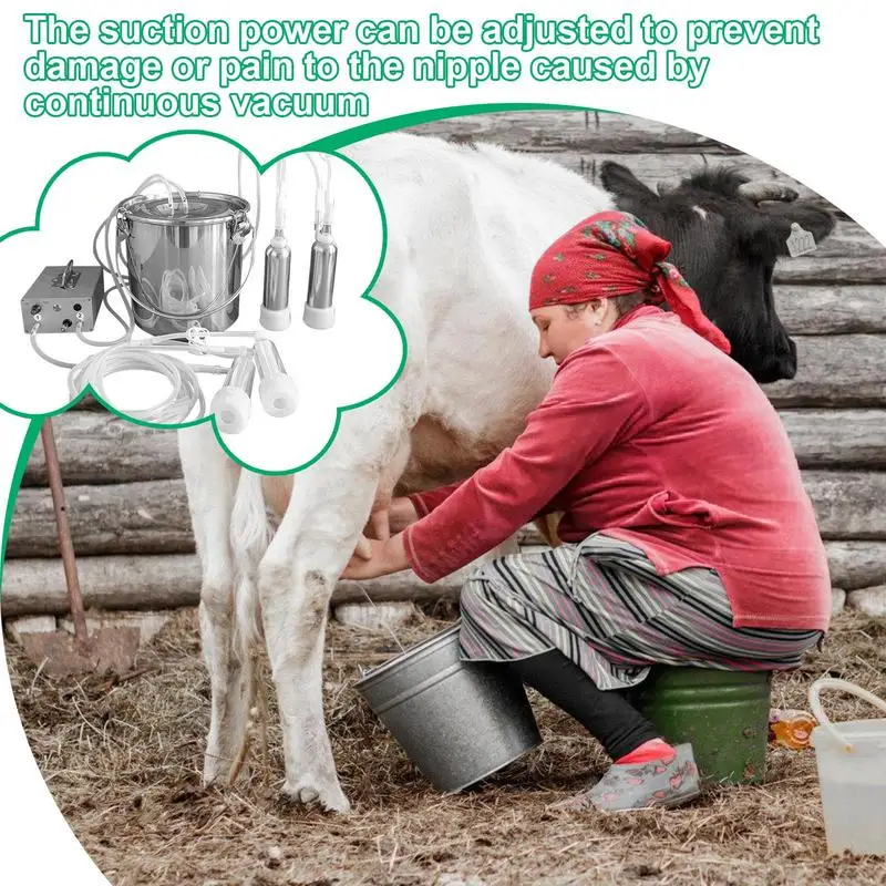 

Cow Milker Portable Electric Milker 5L Milk Bucket Food Grade Speed Adjustable Pulsating Vacuum Pump Cow Milker For Goats Cows