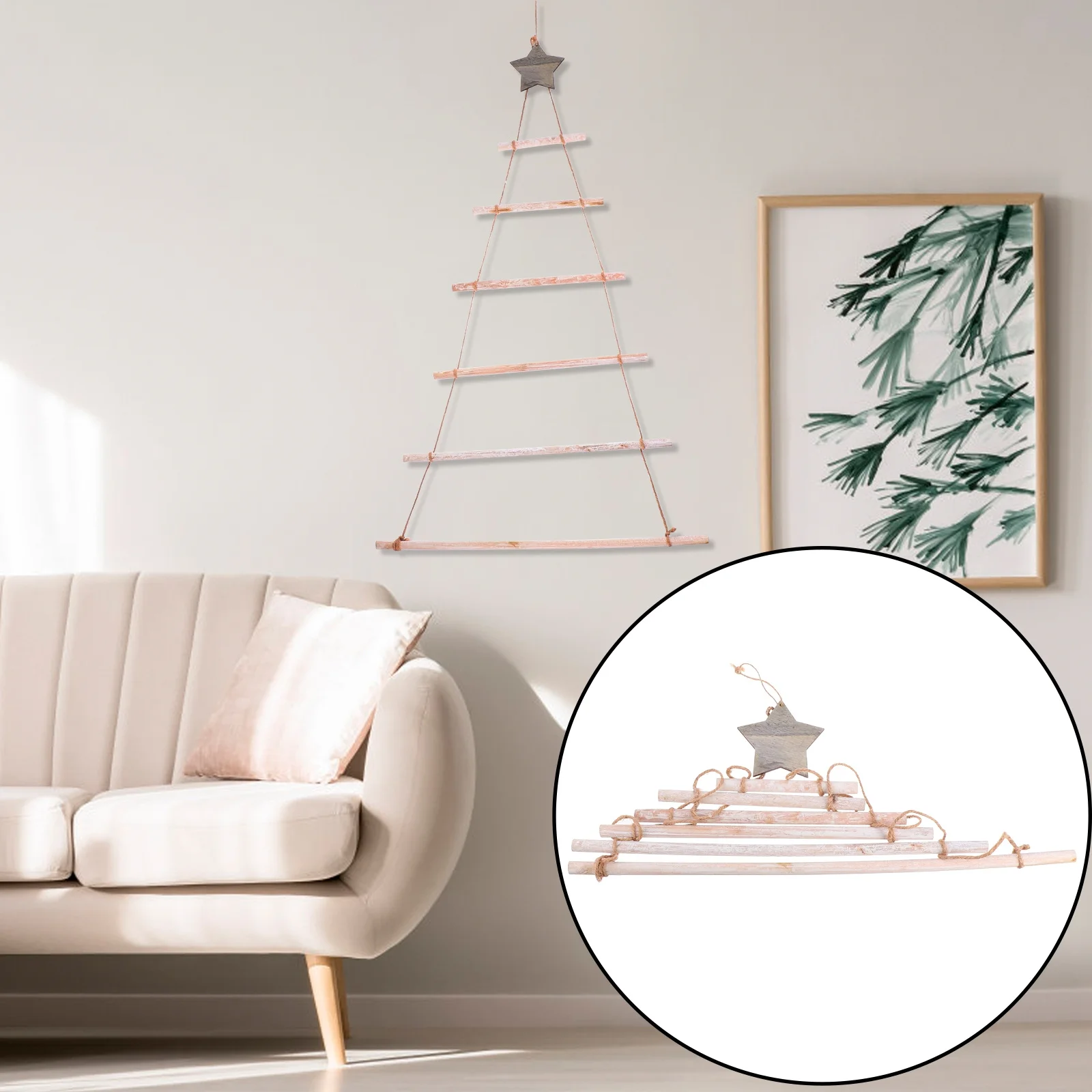

Christmas Tree Decoration Wooden Ladder Hanging Shelf For Wall Branch Holder Xmas Rope Ladder Decor Christmas Hanging Rack