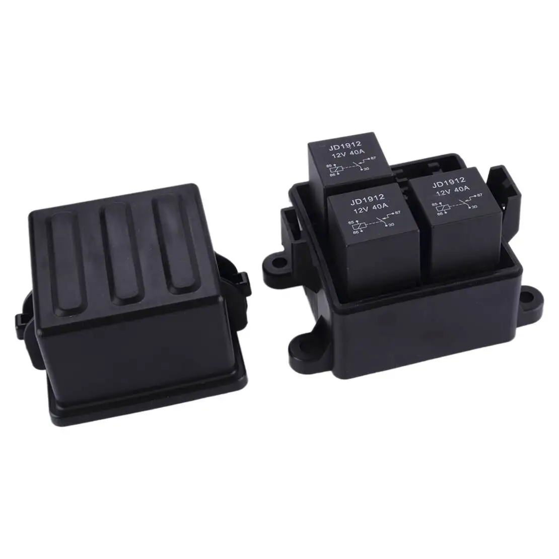 Universal 3 Way Relay Fuse Box with 5-Pin 40A Relay ATC ATO Fuses Slots Kit for Car Truck Marine Boat 12V