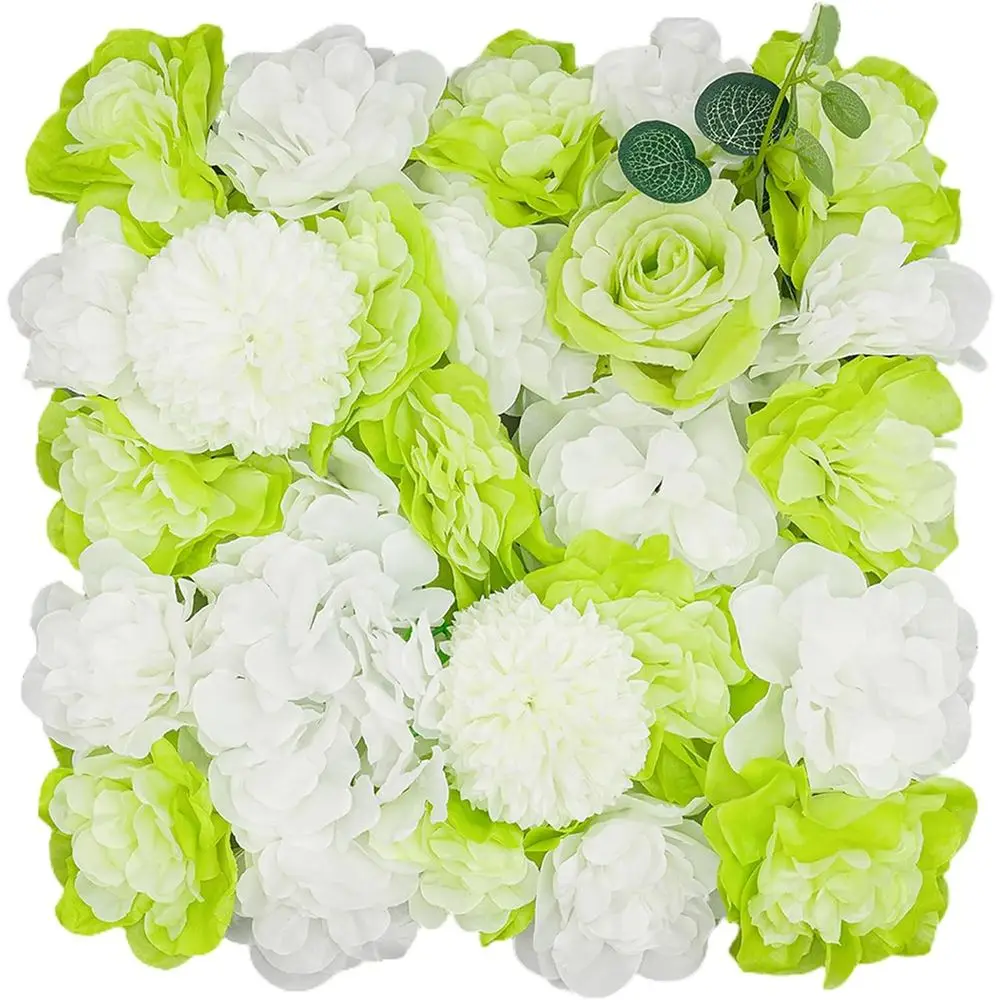 

12-Piece 3D Floral Lower Wall Panel Set, 15 x 15, Green, for Home or Party Background Decor