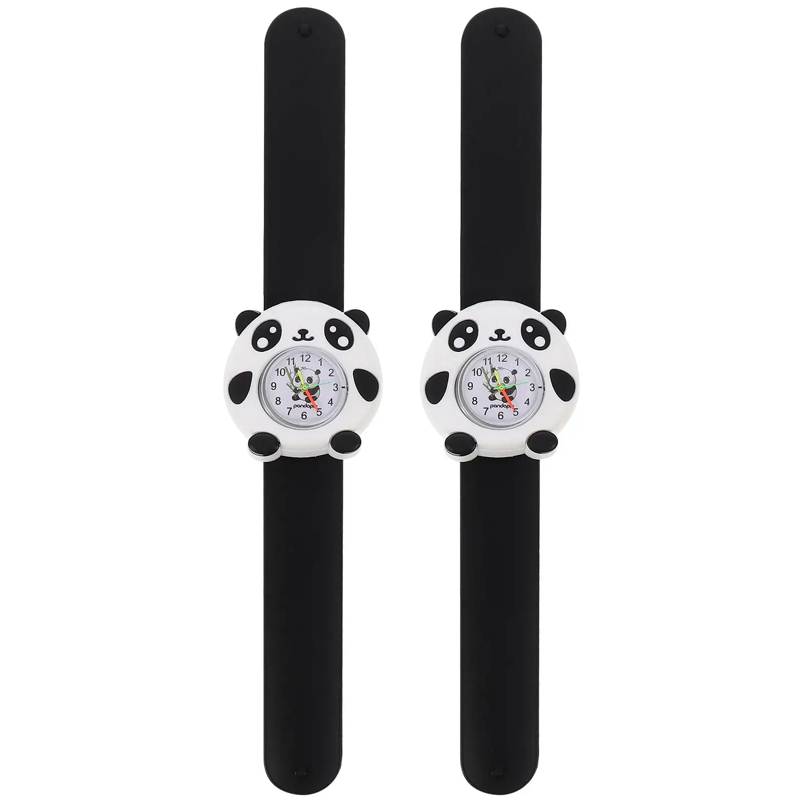 

2 Pcs Children Watch Bendable Kids Panda Design Children Gift Waterproof Easy Read Time Learning Toy Students Gift