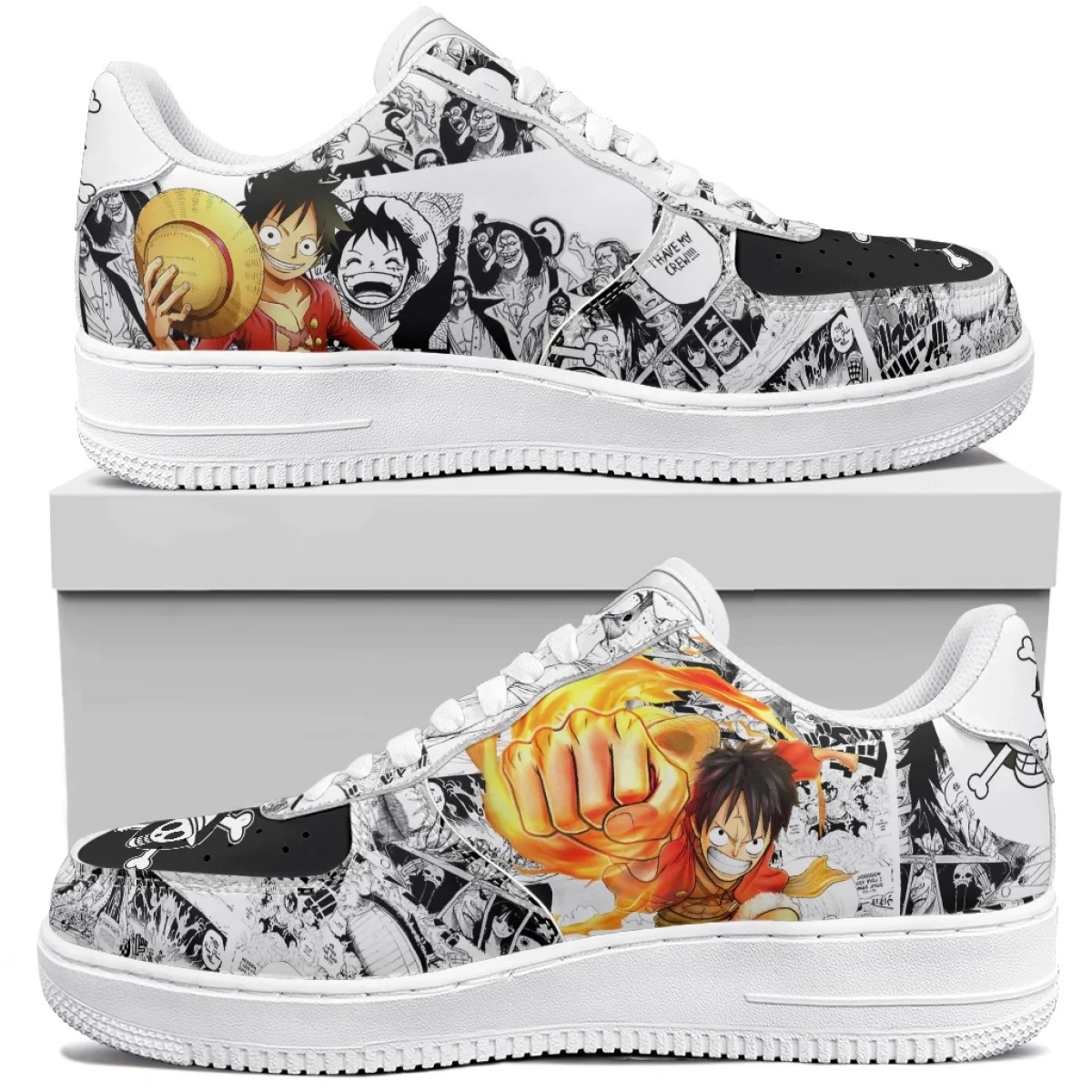 

Кроссовки в стиле аниме One Piece с Луффи, низкие спортивные кеды, парные кеды, индивидуальный дизайн, повседневная обувь, мужские баскетбольные кроссовки, подарок