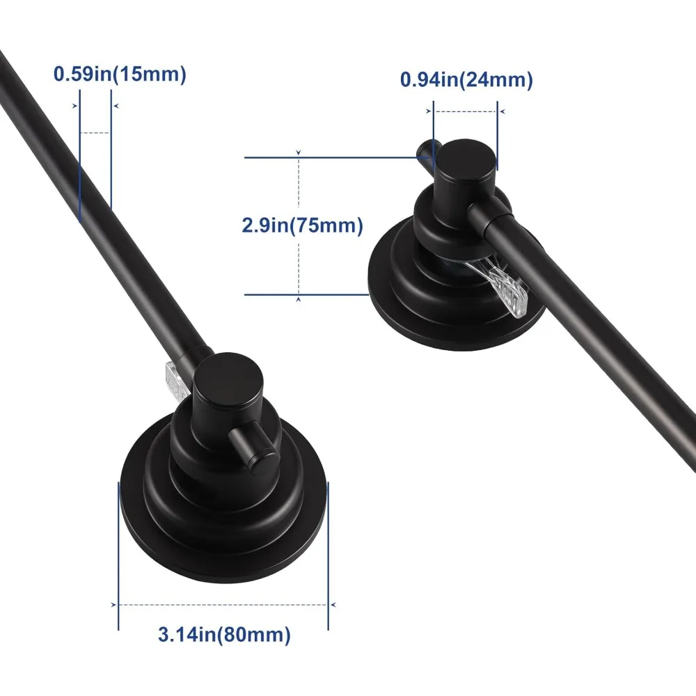 Portasciugamani a ventosa per doccia con 5 ganci, portasciugamani da parete lungo regolabile da 17-28 pollici, doccia in vetro estensibile