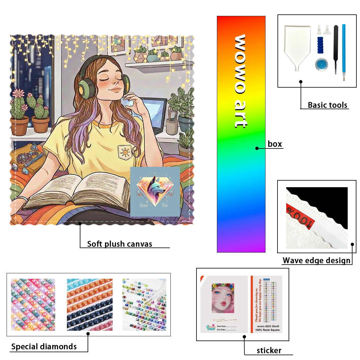 

【Piu Diamond Art】The girl enjoying afternoon tea 100% resin FD+ab+cr Diamond Stamping Kit Perfect Masterpiece worth Buying