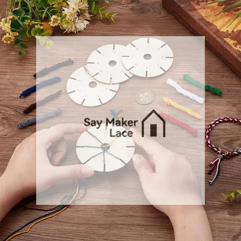 1Pc/4Pcs Bracelet Woven Braiding Disk Flower Shape Wood Disk Bracelet Braiding Woven Plate Knitting Tools Beading Cord Disc