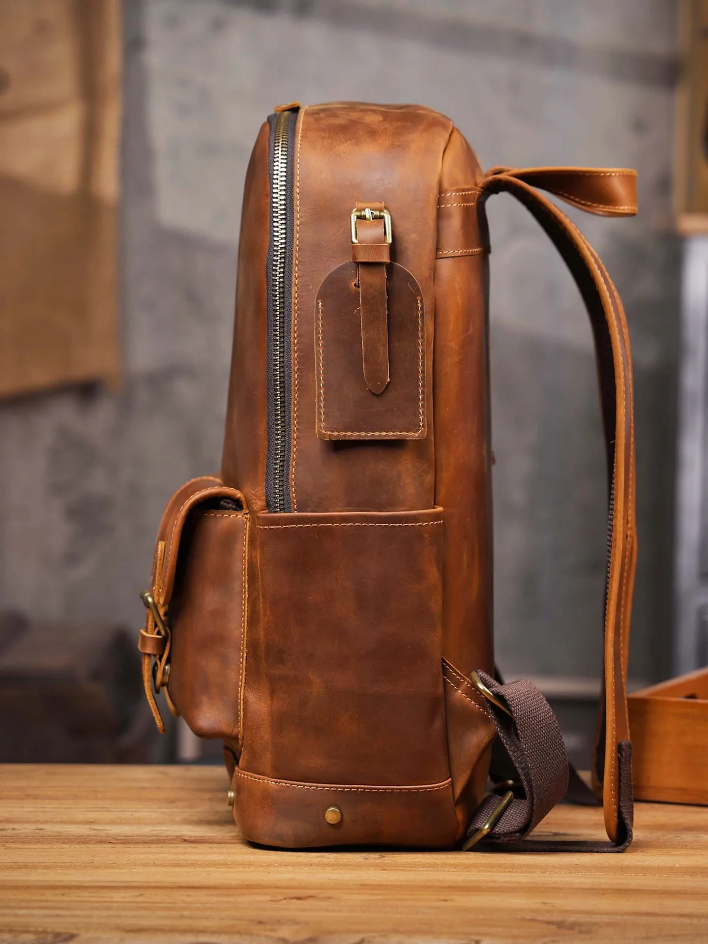 Vintage large capacity crazy horse cowhide men's backpacks simple travel luxury handmade genuine leather computer schoolbags