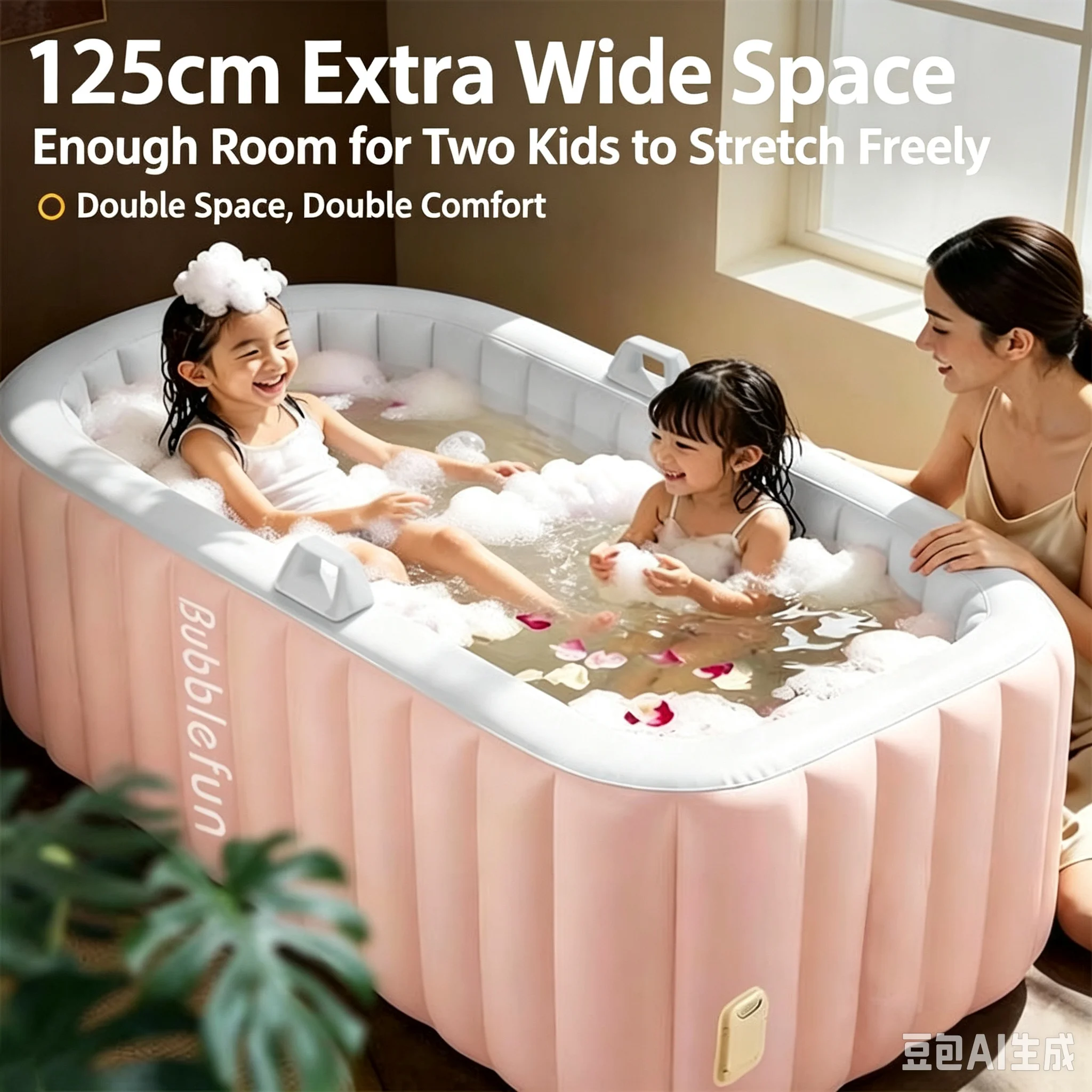 Automatic Inflatable Bath Tub Full Body Large PVC Bathtub Bath Tub for Two People Seated Bathtub 125CMX55CMX80CM