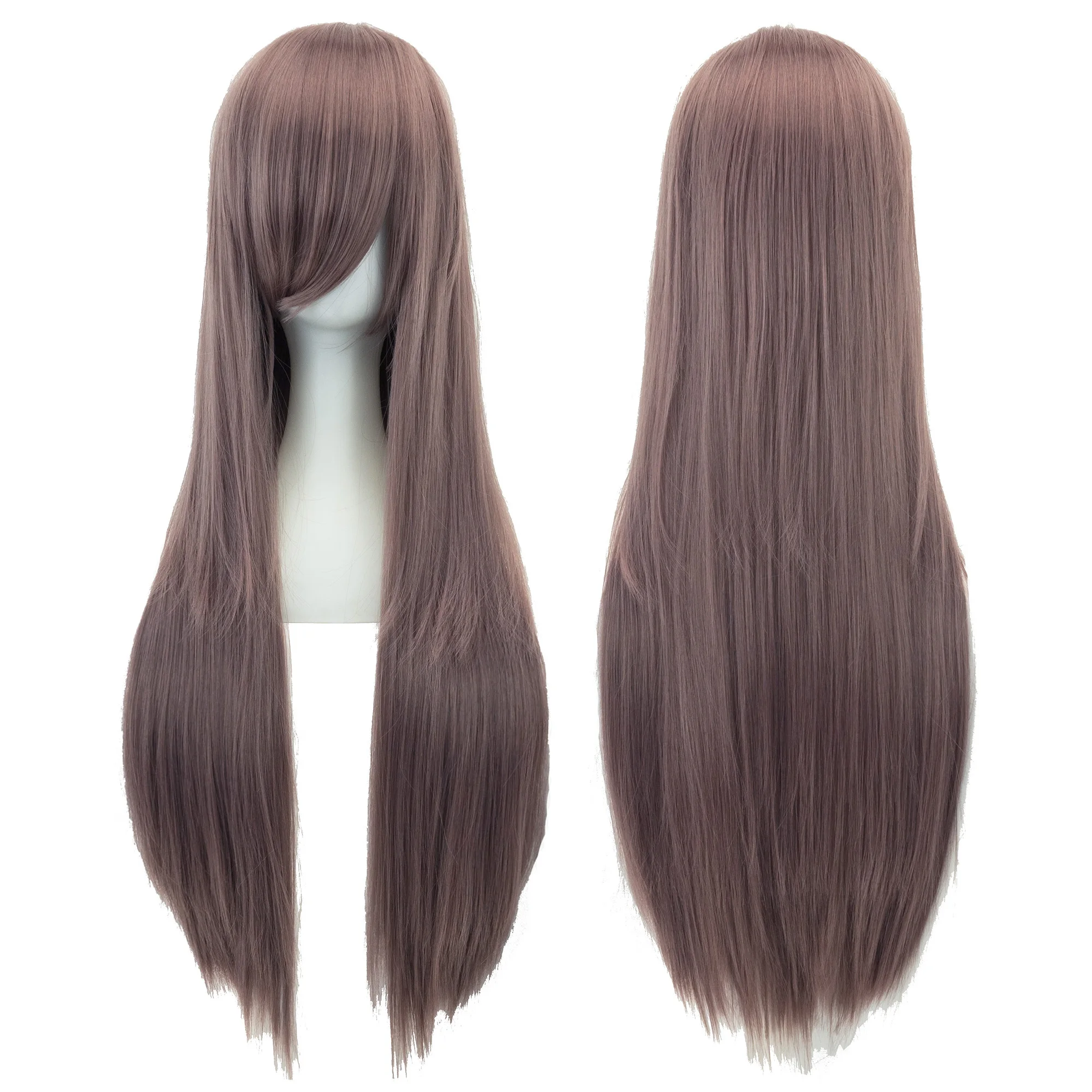 Synthetic Hair Dark Green Straight Long Wig Anime Cosplay Makoto Niijima Halloween Costume Hair Wigs with Bangs