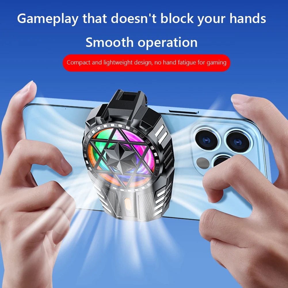 

Радиатор мобильного телефона, перезаряжаемый охлаждающий вентилятор с защелкой, 3-скоростной регулируемый портативный игровой кулер для мобильных игр на открытом воздухе Vlog