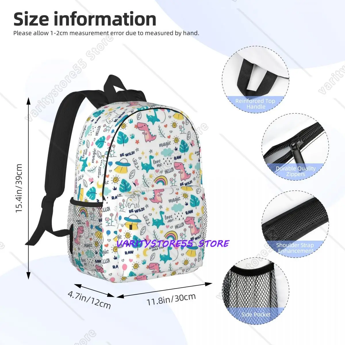 Fondo Colorido Doodle Animales Backpack Student Boys Girls BookBag Children School Bag Computer Shoulder Bags for Men Women