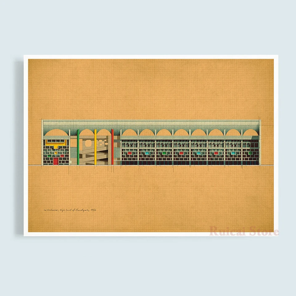 Le Corbusier High Court of Chandigarh 1952 Canvas Poster Wall Art Gift For Architect Living Room Interior Decoration
