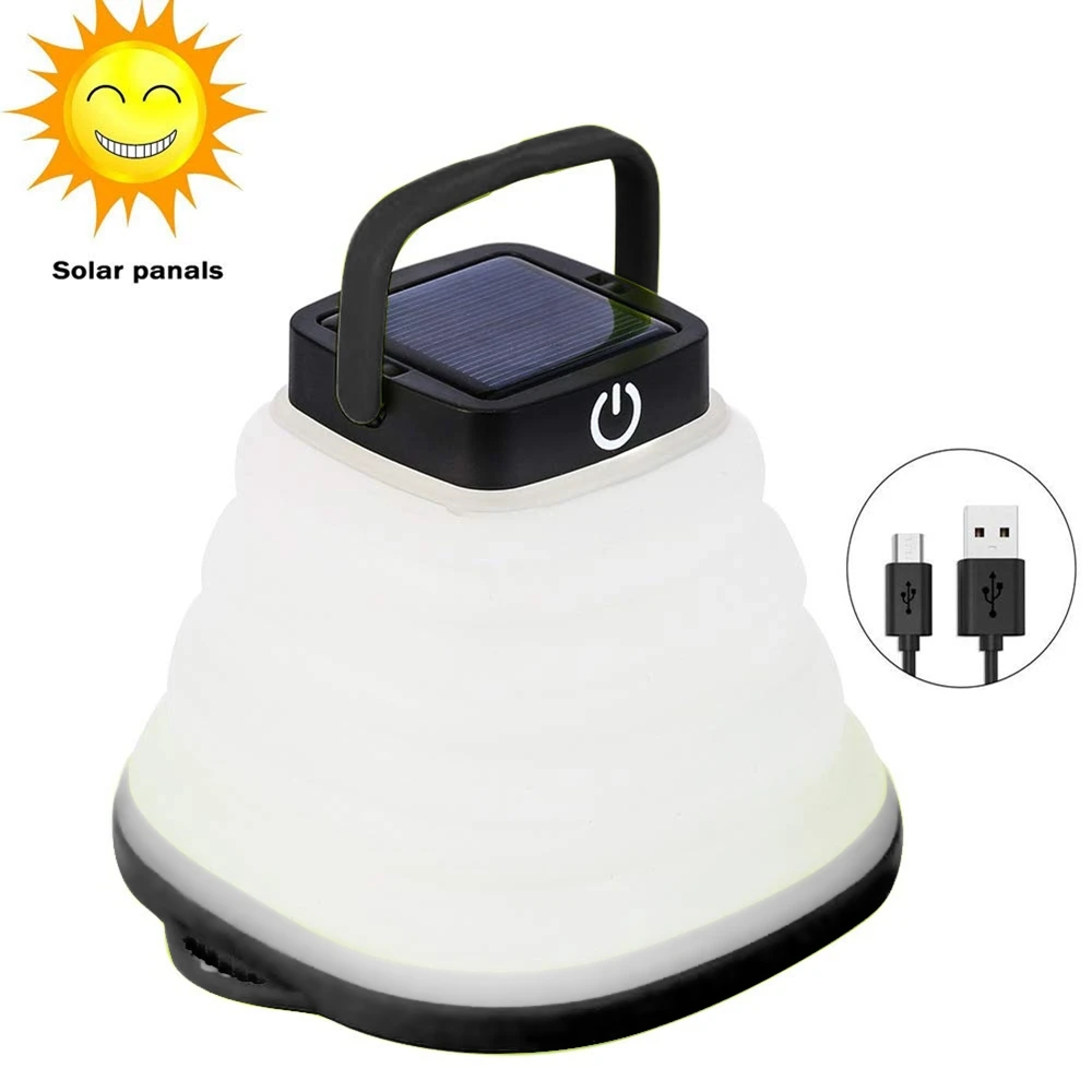 Collapsible Camping Lantern Portable Foldable Led  Solar Light 3 Gear Dimming With USB Cable Tent Lights Outdoor Camping Lights