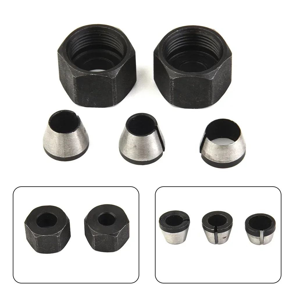 

6mm/6.35mm/8mm HSS Collet Chuck Adapter With Nut Set For Engraving Trimming Machine Electric Router Milling Cutter Accessories