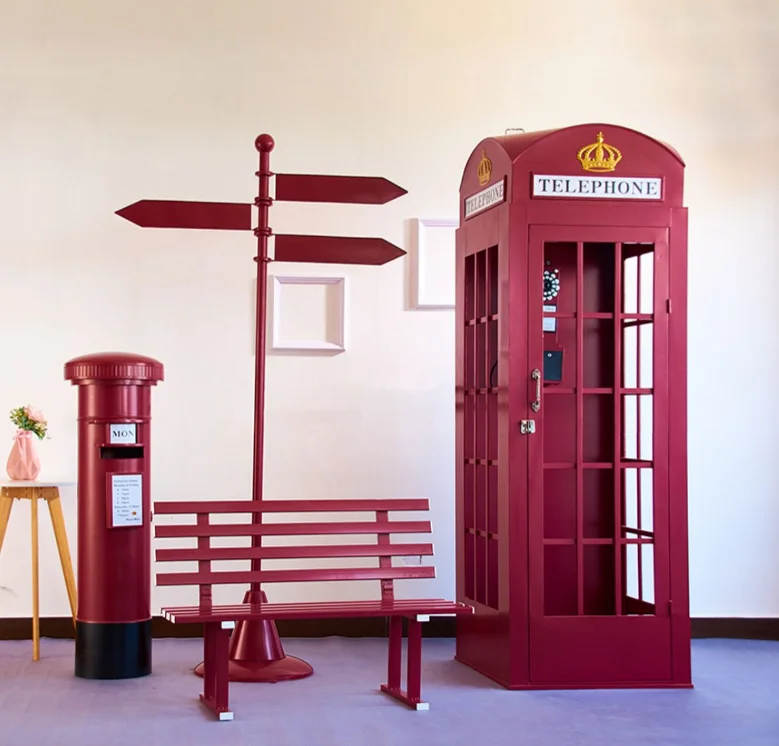 White Red Retro Telephone Booth Audio Guestbook, Portable Recording Booth, Wedding Backdrop Decor, Movie Prop for Anniversary