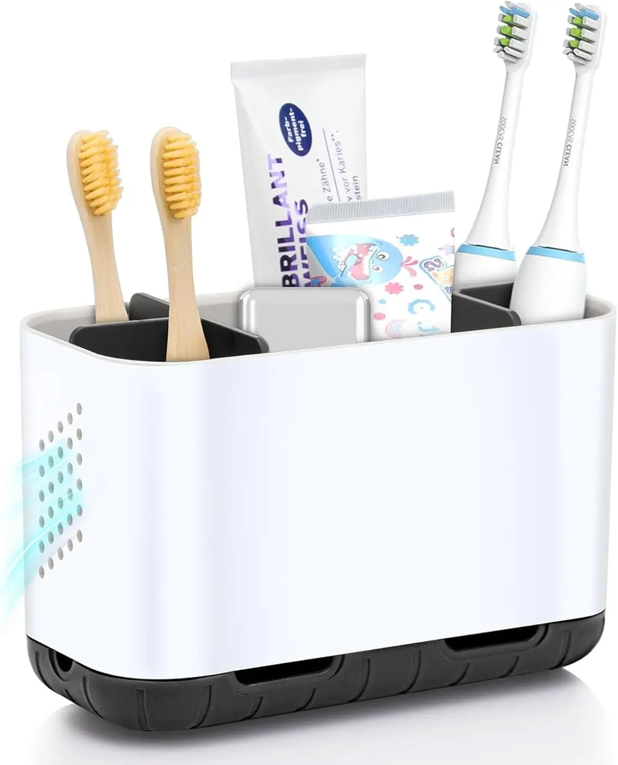 

Adjustable Bathroom Toothbrush Holder with Drainage, Organizer for Electric and Kids Toothbrushes